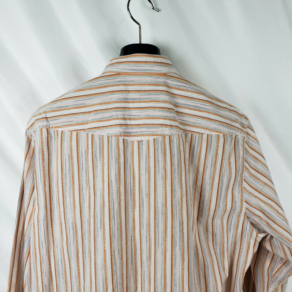 Tommy Bahama Mens Orange Pink Gray Stripe Long Sleeve Button Up Shirt Sz LG EUC - Picture 5 of 12